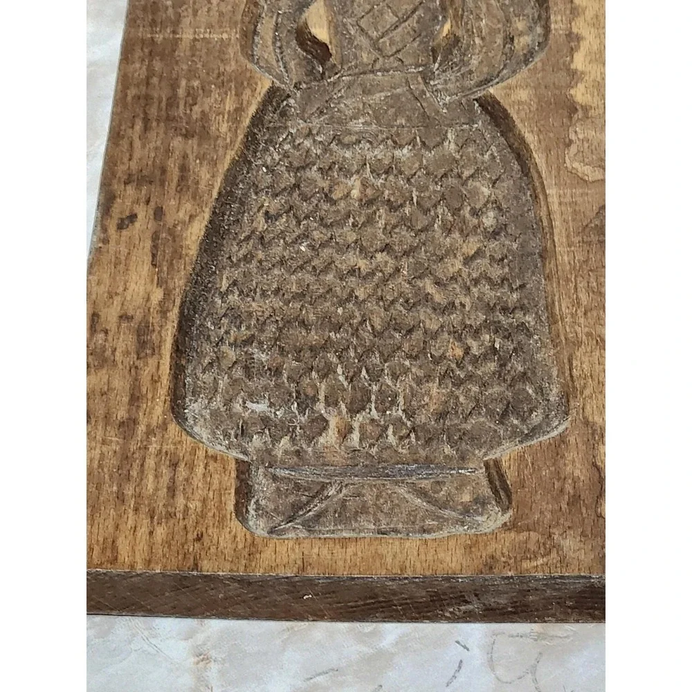 Vintage Antique Dutch Hand-Carved Wood‎ Speculaas Springerle Cookie Mold Figure